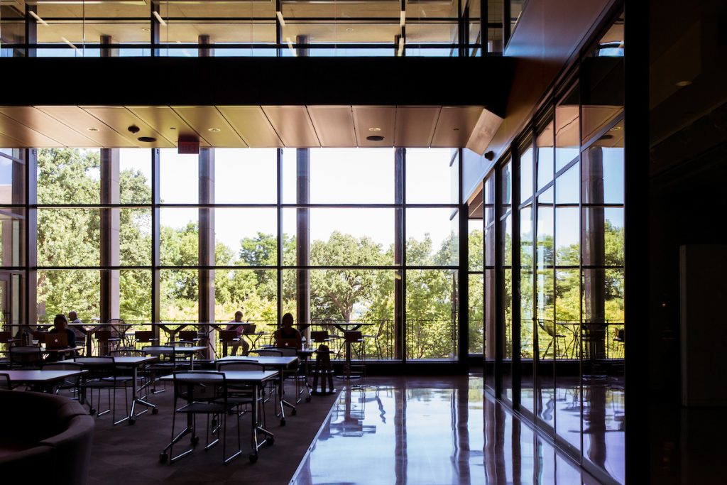 Education building first floor glass window