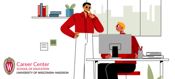 Cartoon image of student at employer location