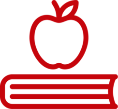 Image of an apple and a text book