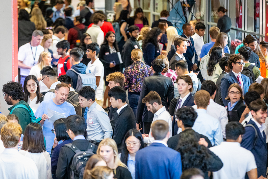 Students packed the Kohl Center concourse during the fall Career and Internship Fair at the University of Wisconsin-Madison