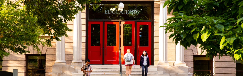 education building red doors