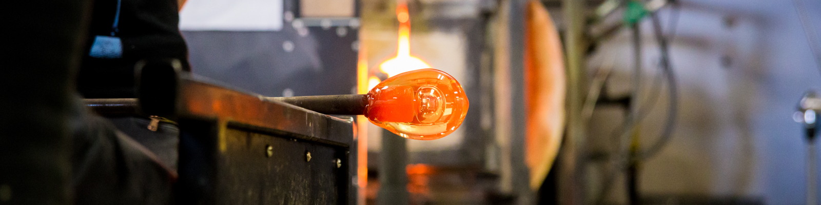 glass blowing in progress