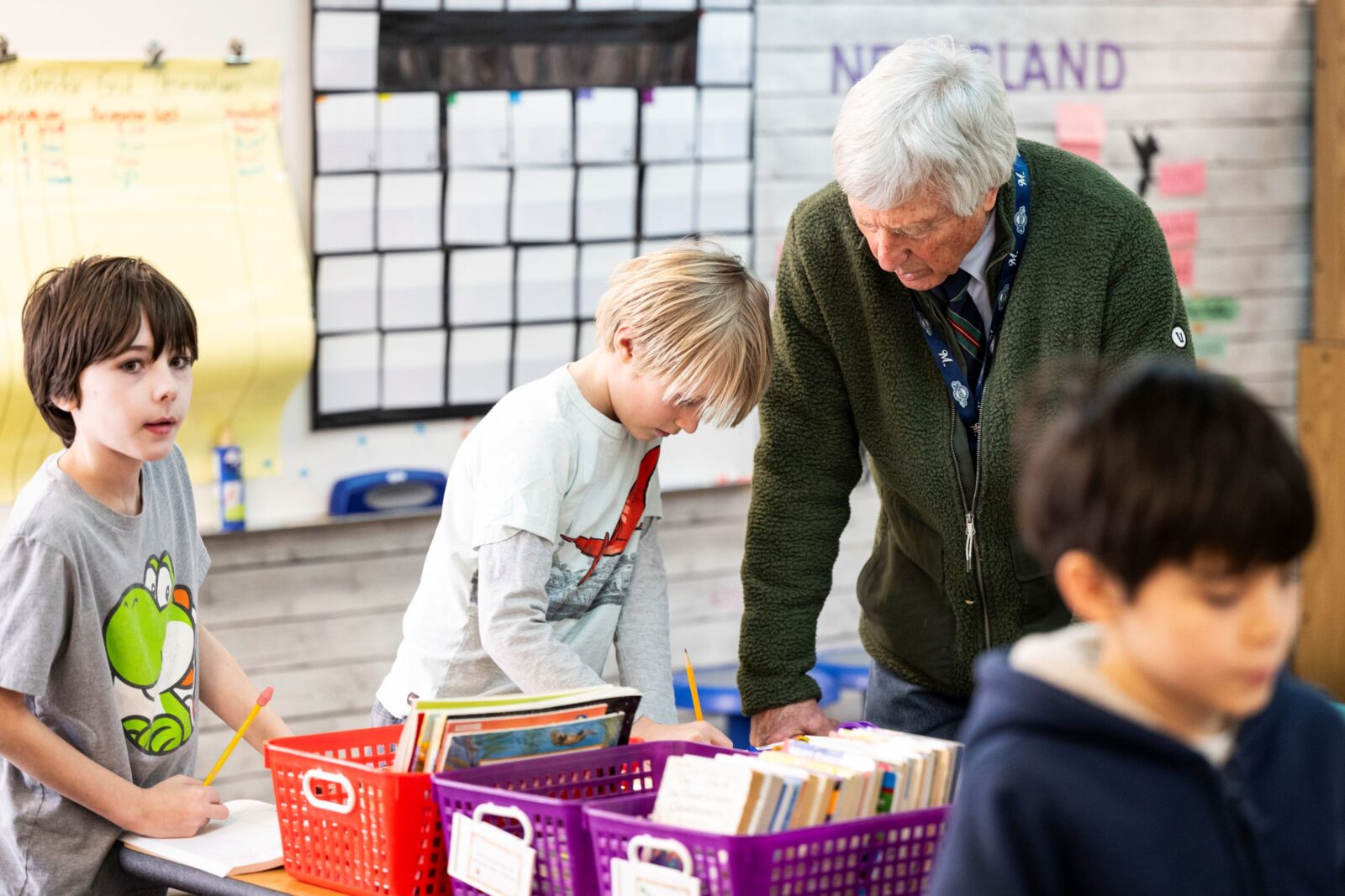 a teacher working with young children