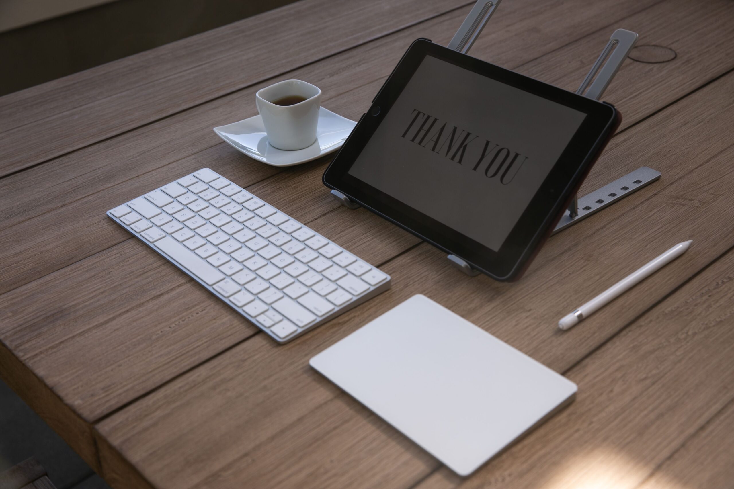 a picture of a computer with the words thank you written on the screen